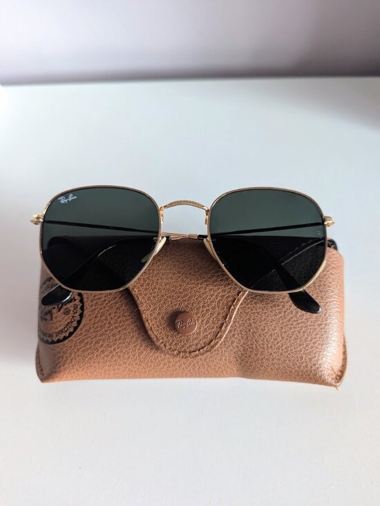 Ray-Ban RB3548N Hexagonal Metal Sunglasses 54mm Gold Green G15 Lenses main image 16